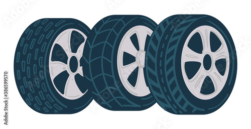 Car tyre, shop or mechanics center, fixing service