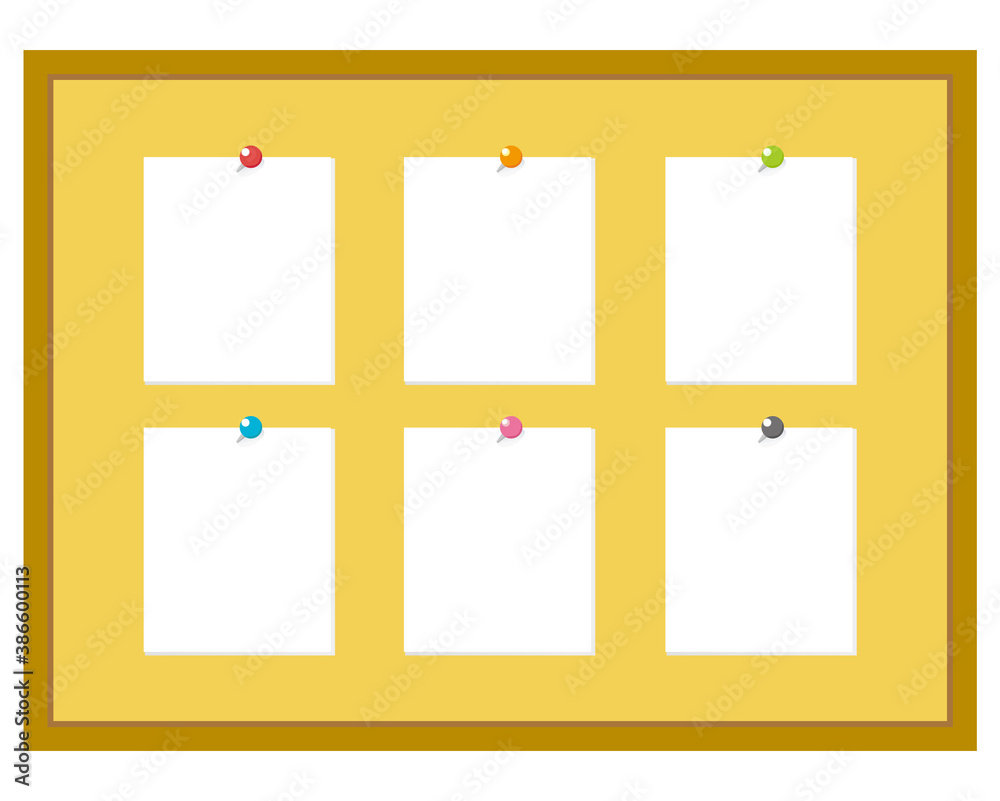 Illustration of a cork board with a pushpin on the paper Illustration of a cork board with a pushpin on the paper