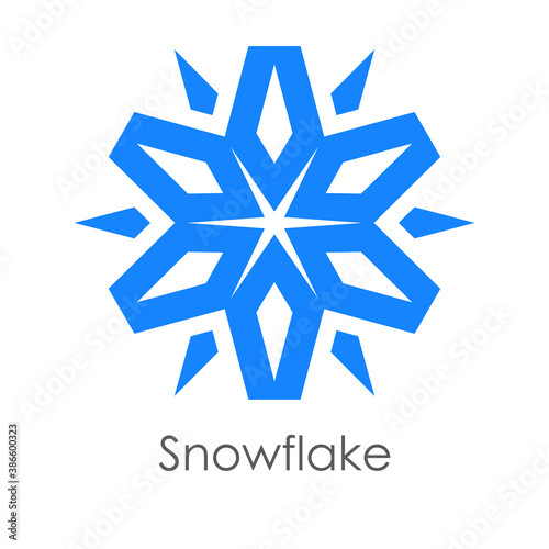Logotipo con texto Snowflake con copo de nieve en color azul	