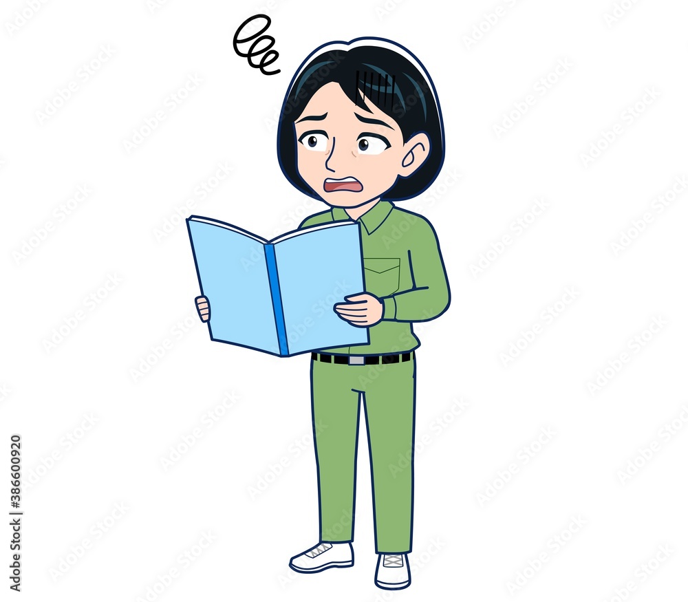 Young woman in green work clothes Young woman in green work clothes