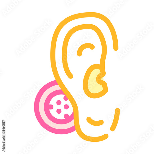 bone conduction hearing aid color icon vector illustration