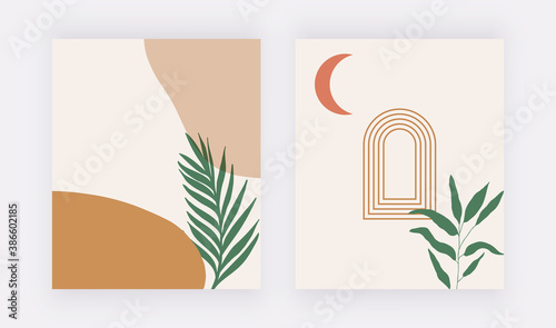Mid century design with abstract shapes. Modern home wall art. Vector illustration
