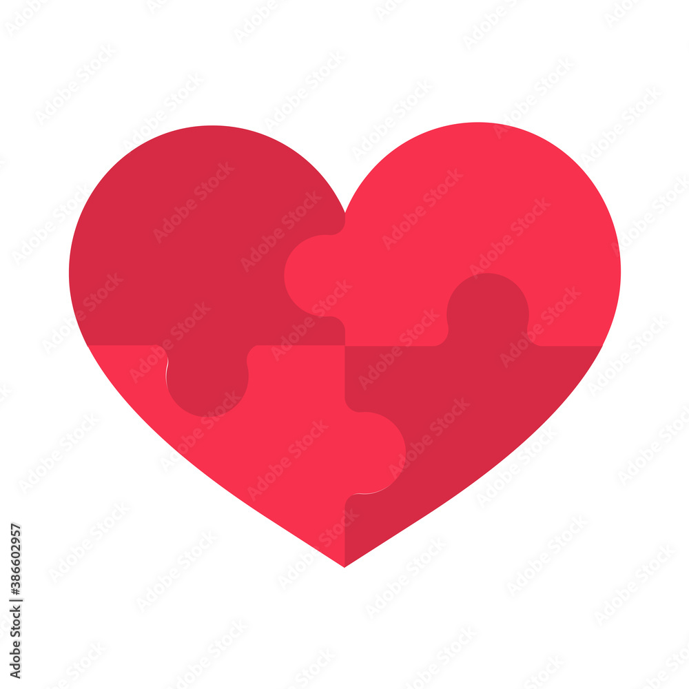 Heart shaped jigsaw puzzle Isolated on white background. Heart shaped jigsaw puzzle Isolated on white background.