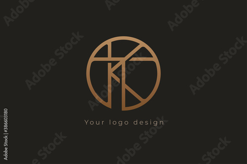 Abstract initial letter K and T logo, usable for branding and business logos, Flat Logo Design Template, vector illustration