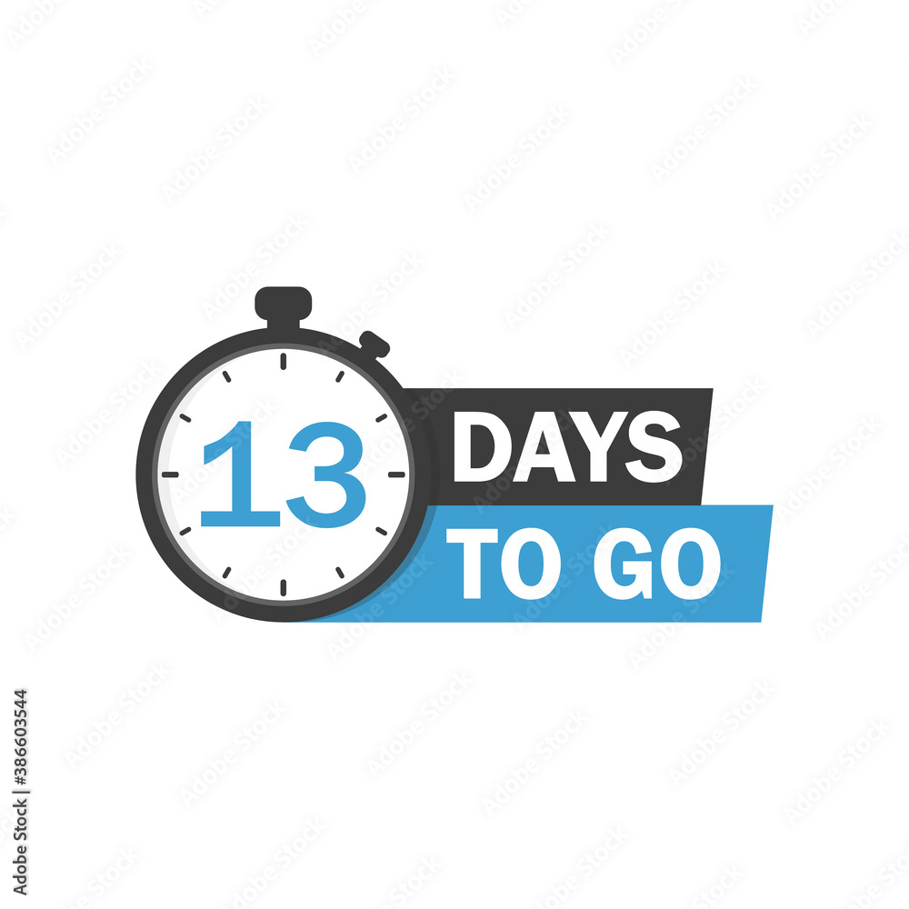 13 days to go label,sign,button. Vector stock illustration. 13 days to go label,sign,button. Vector stock illustration.