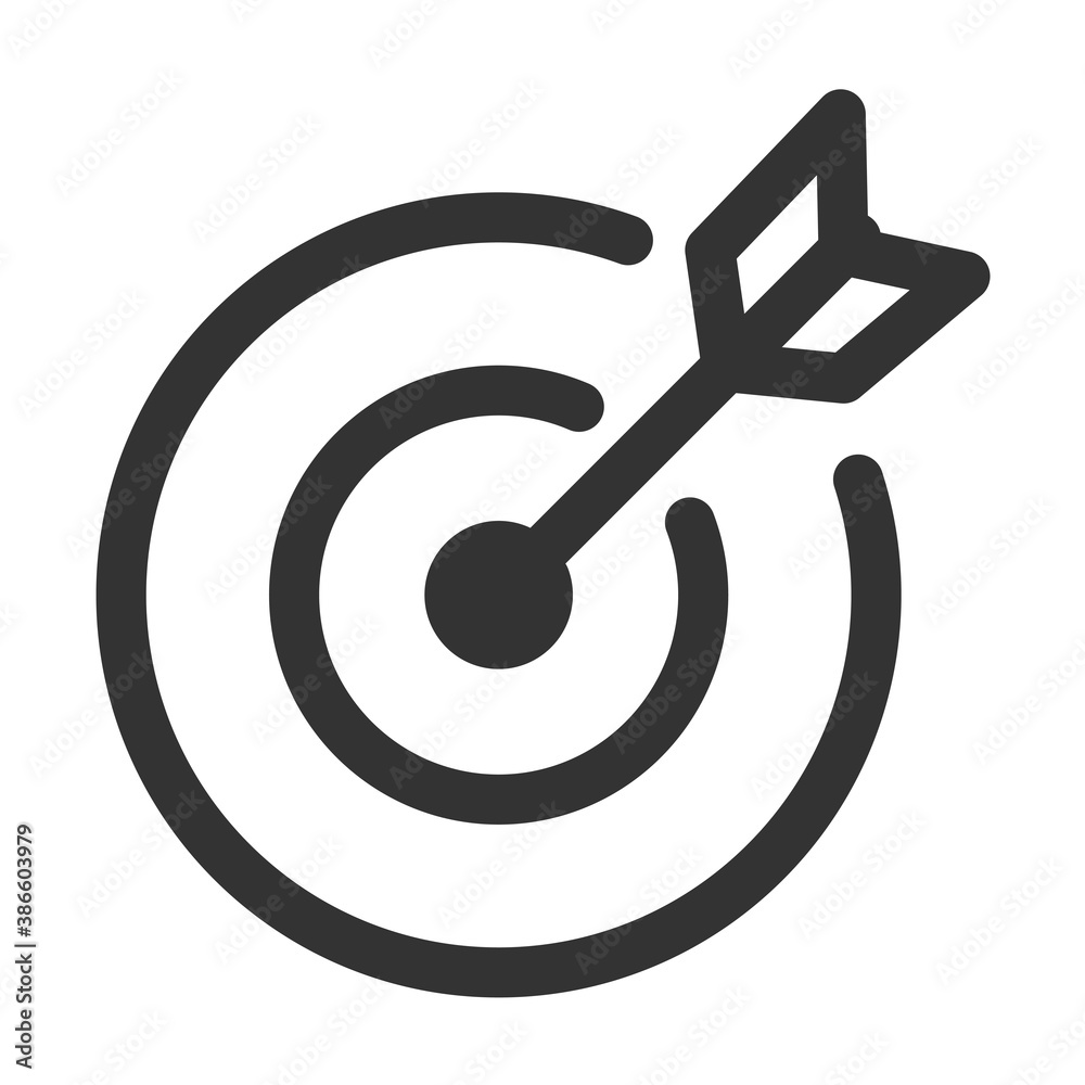 Target icon An arrow that is placed in the middle of the target. Business goal concept. Target icon An arrow that is placed in the middle of the target. Business goal concept.