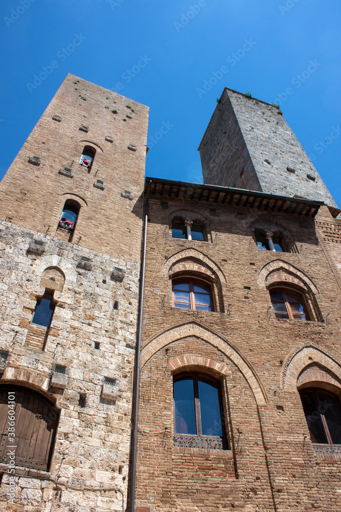 tower in the center of the San Gimignano town  