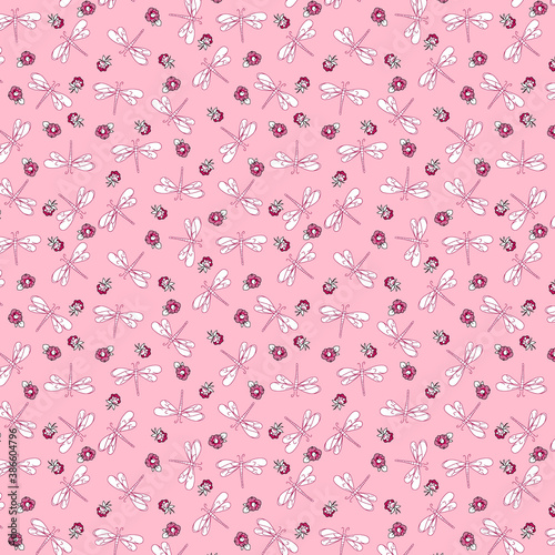 seamless pattern with pink hearts