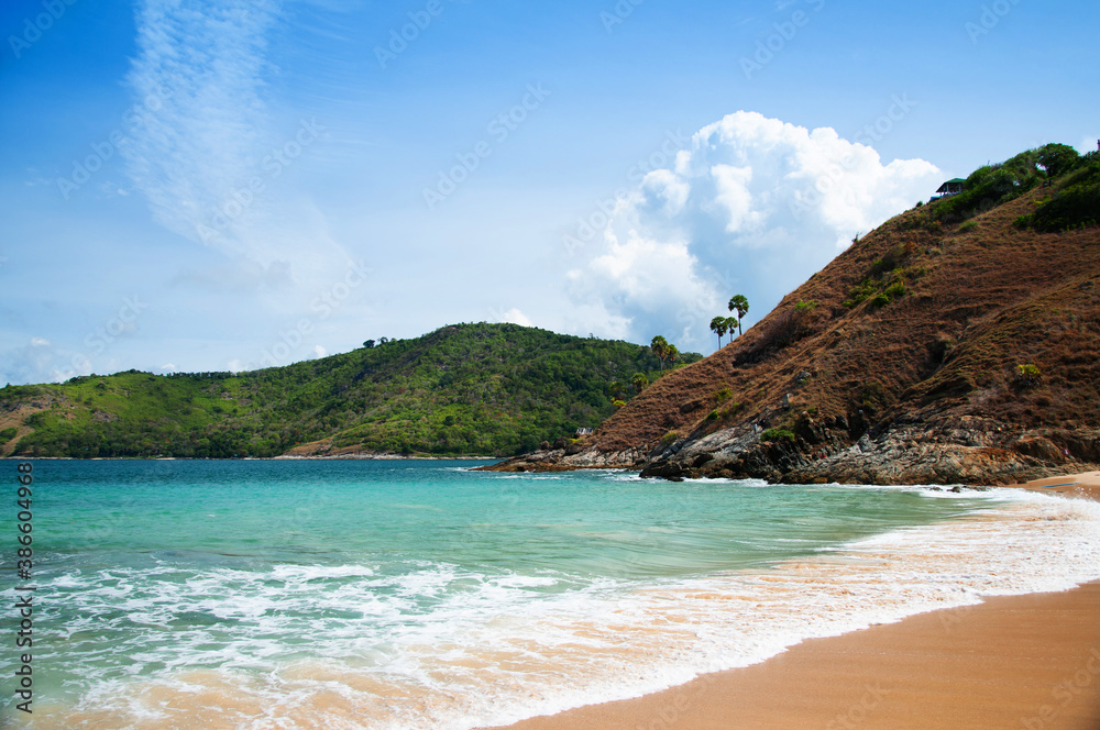 Turquoise blue sea and blue sky at Yanui beach in phuket. Thailand