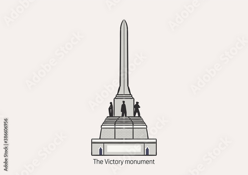 The Victory Monument on white background.