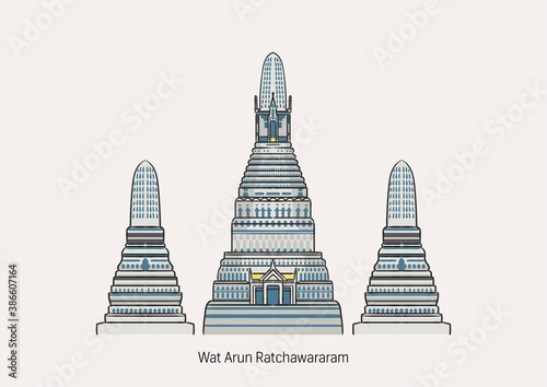 Wat Arun on white background.
