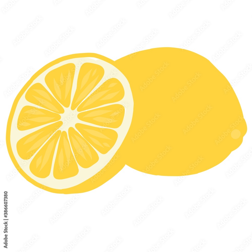 Isolated on white background whole lemon and half lemon Isolated on white background whole lemon and half lemon