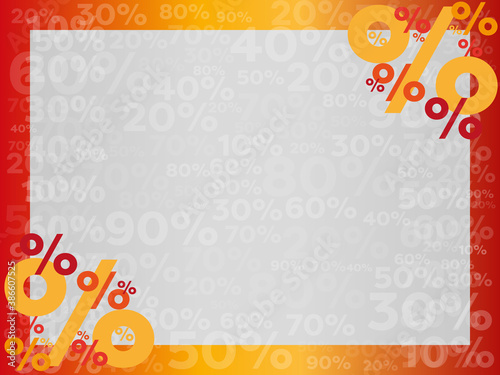 Percent background with small number. Autumn yellow and orange color grey banner