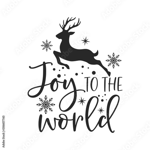 Joy to the world positive slogan inscription. Christmas postcard, New Year, banner lettering. Illustration for prints on t-shirts and bags, posters, cards. Christmas phrase. Vector quotes.