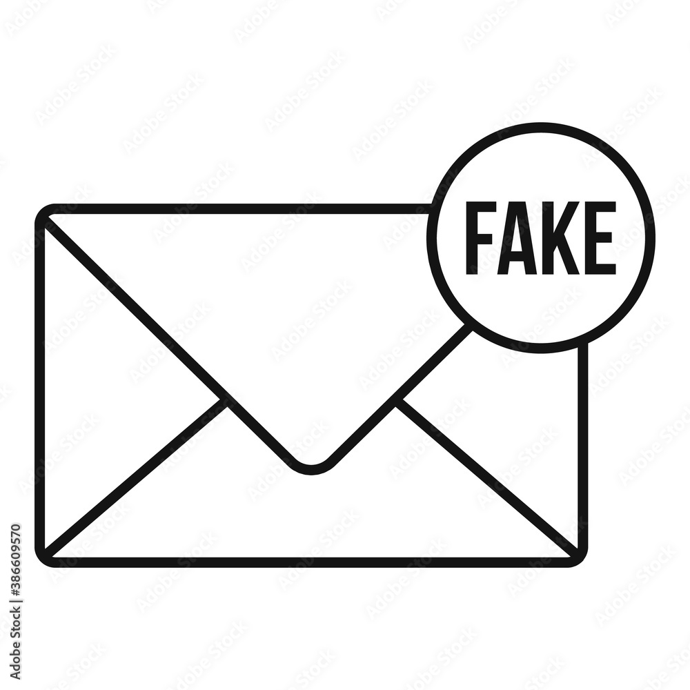 Fake mail news icon. Outline fake mail news vector icon for web design isolated on white background Fake mail news icon. Outline fake mail news vector icon for web design isolated on white background