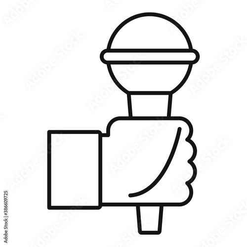 Fake news street microphone icon. Outline fake news street microphone vector icon for web design isolated on white background