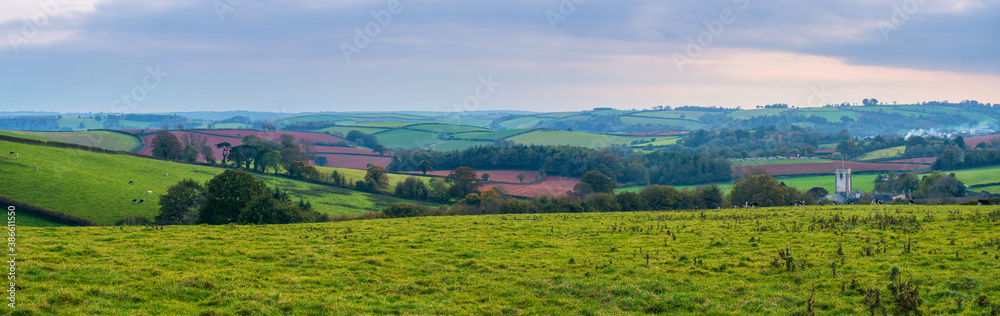 Fields of Berry Pomeroy Village in Devon in England in Europe