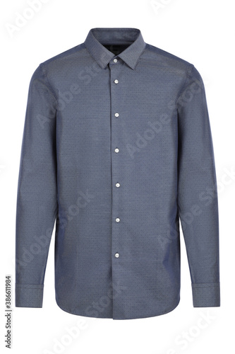 Blue blank classic shirt. Front view
