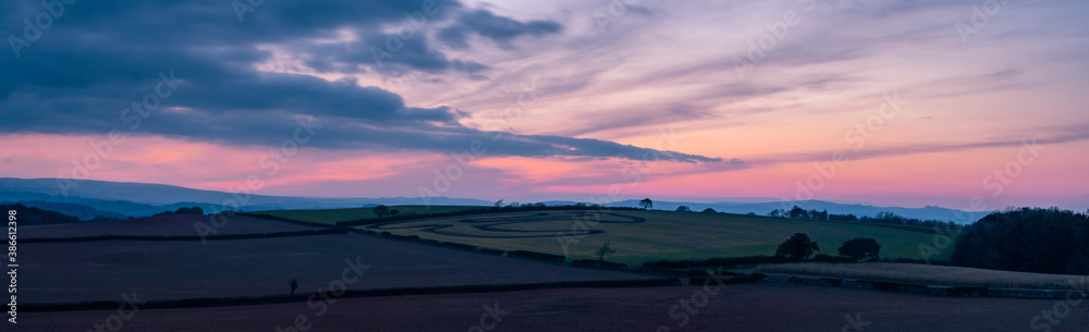 Sunset of the Fields - Berry Pomeroy Village in Devon in England in Europe