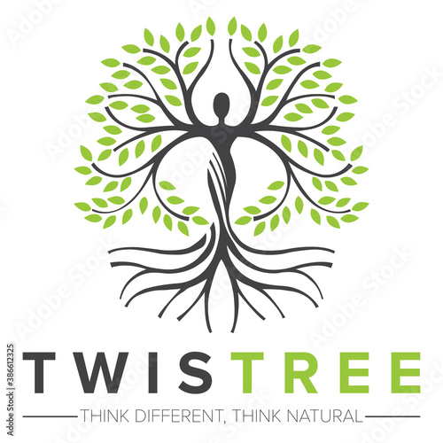 Twist tree logo design template