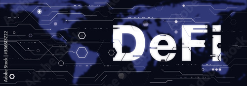 DeFi - Decentralized Finance and Crypto Finance Industry, futuristic wide banner concept photo