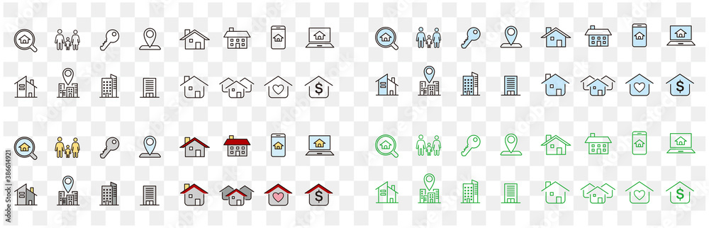 Real Estate icons collection vector - obrazy, fototapety, plakaty 
