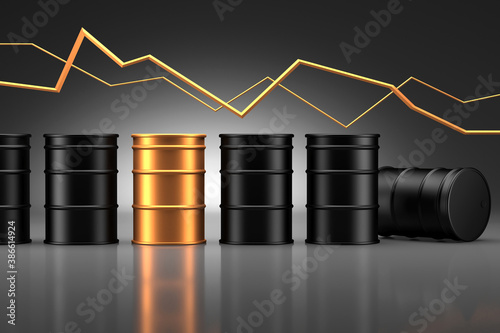 fluctuations in oil prices on world commodity exchanges - 3d render