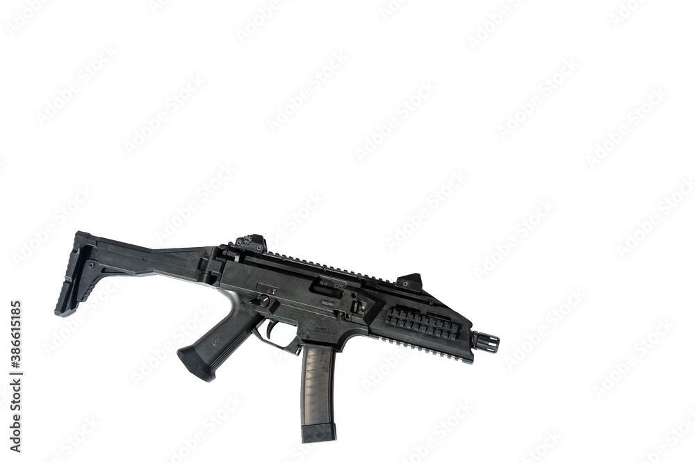 A sub-machine gun isolated on a white background