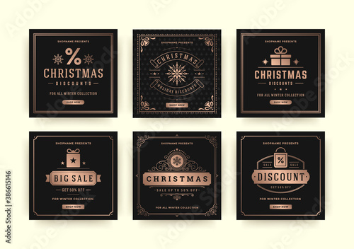 Christmas sale web banners for social media mobile apps