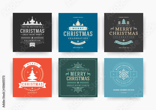 Christmas party web banners for social media mobile apps.