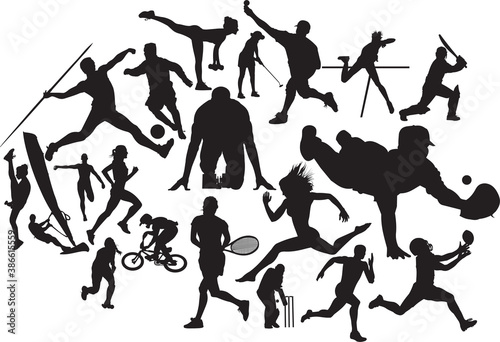 A group of 20 vector sports silhouettes
