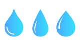 Blue gradient water drop icon set.