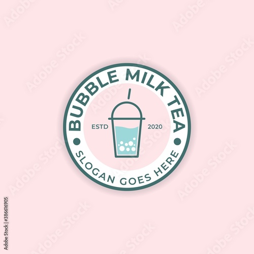 bubble logo design with line style. bubble tea or milk tea