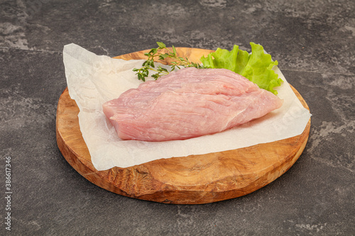 Raw turkey breast steak for cooking