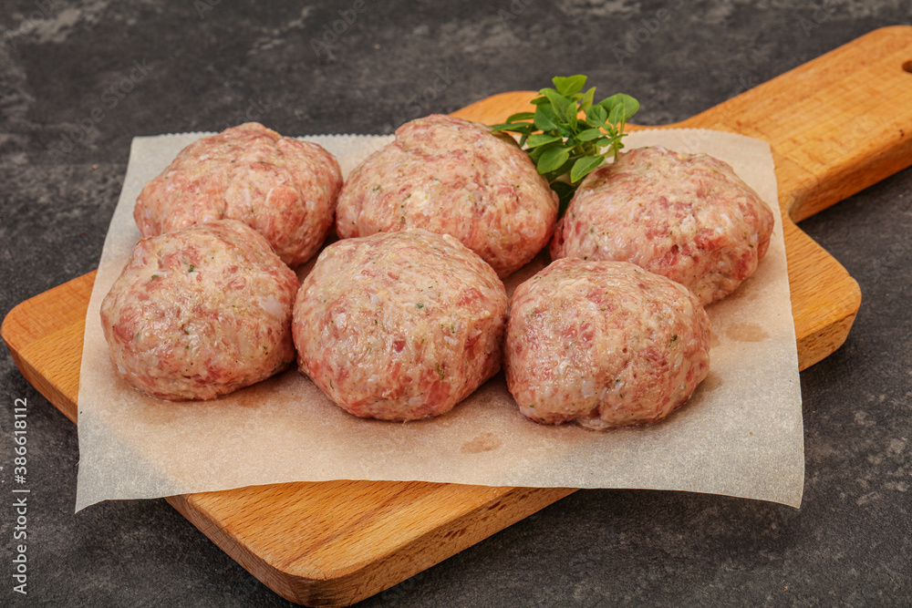 Raw turkey meatball for cooking Raw turkey meatball for cooking