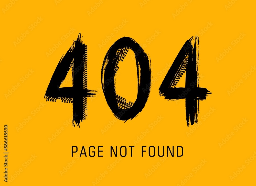 404 error, page not found in grunge style made of vector offroad tire prints. Lost internet connection, website under maintenance black dirty typography on yellow background. 404 page car tyres track - obrazy, fototapety, plakaty 