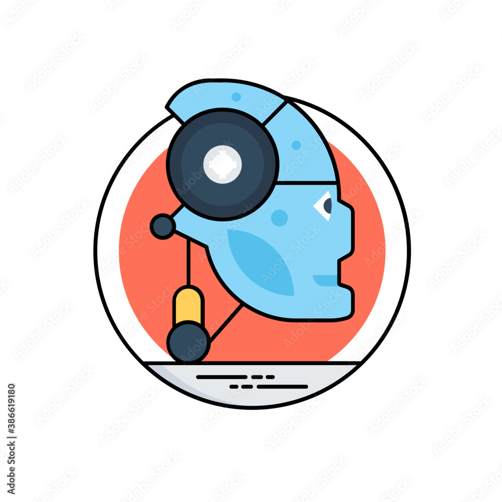 Naklejka premium Cogs revolving in human head with keyboard showing icon image of programming