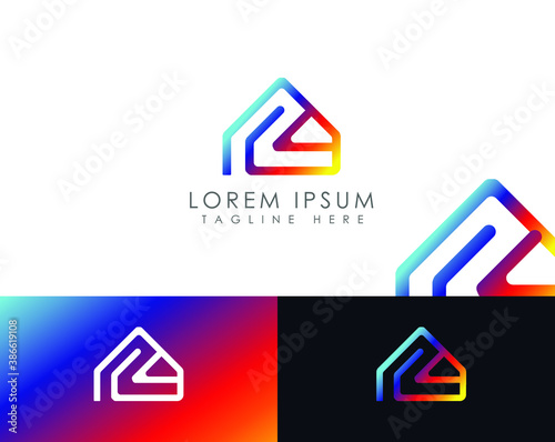 Modern colorful house and home building logo design illustration business architecture