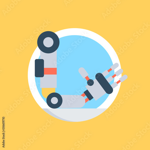 
cybernetic organism artificial intelligence or a robotic mechanical arm defines Internet of things futuristic design (IOT) concept
