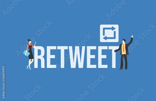 Fototapeta Naklejka Na Ścianę i Meble -  Retweet concept. Media marketing social technologies informational online reference for advertising and user support promotional email messages and vector web video.