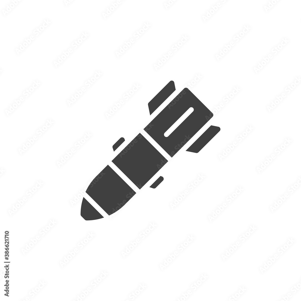 Aviation bomb vector icon. filled flat sign for mobile concept and web design. Nuclear air bomb glyph icon. Symbol, logo illustration. Vector graphics Aviation bomb vector icon. filled flat sign for mobile concept and web design. Nuclear air bomb glyph icon. Symbol, logo illustration. Vector graphics