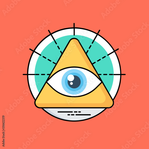 
An eye surrounded by rays and lights of glory enclosed inside a triangle, iconography for eye of providence  
