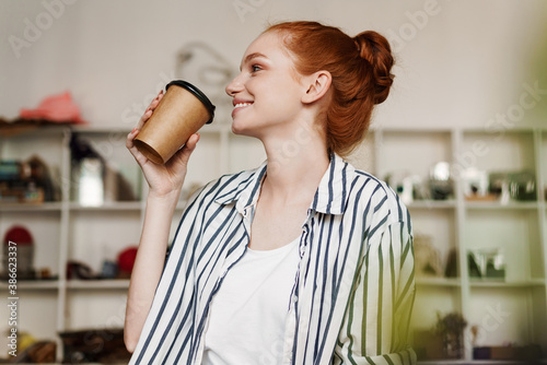 Beautiful woman enjoying coffee in the morning