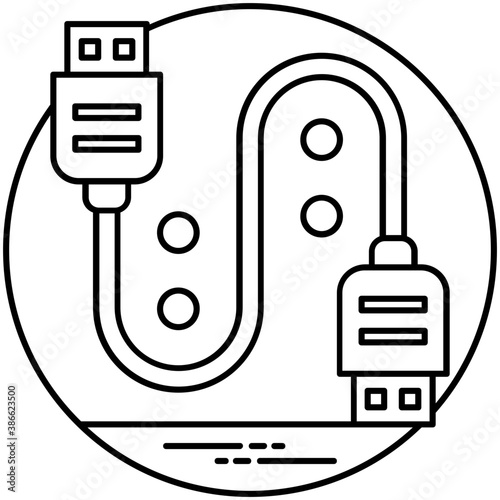 
Male ports of usb cable disclosing icon for plug in 
