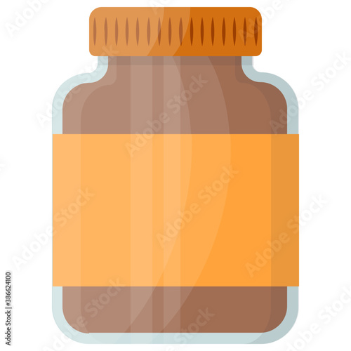 
A bottle full of creamy chocolate stuff showing icon for chocolate syrup 
