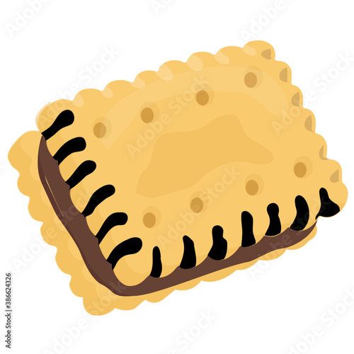 
Two crispy biscuit sandwich with chocolate cream inside, this is chocolate biscuits icon 
