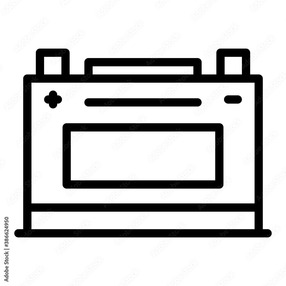 Car battery icon. Outline car battery vector icon for web design isolated on white background Car battery icon. Outline car battery vector icon for web design isolated on white background