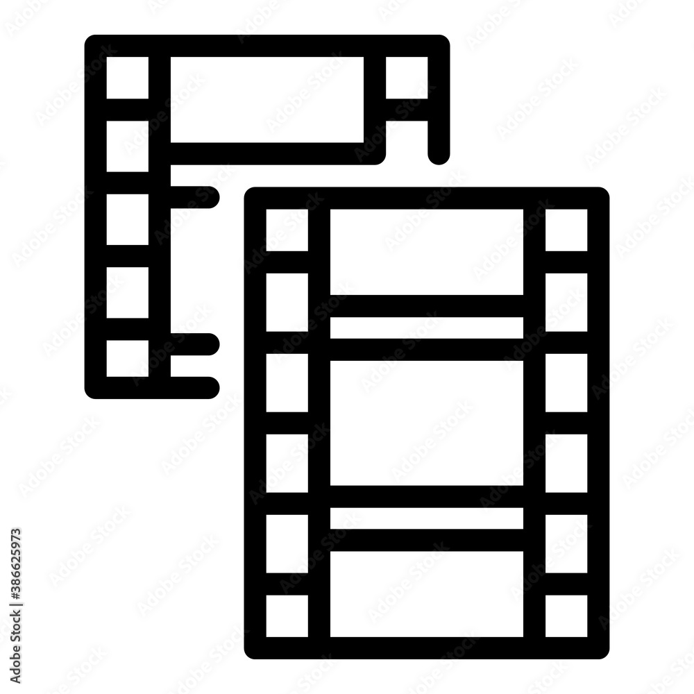 Film reel icon. Outline film reel vector icon for web design isolated on white background