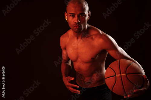 Close-up photo of afro american basketball player