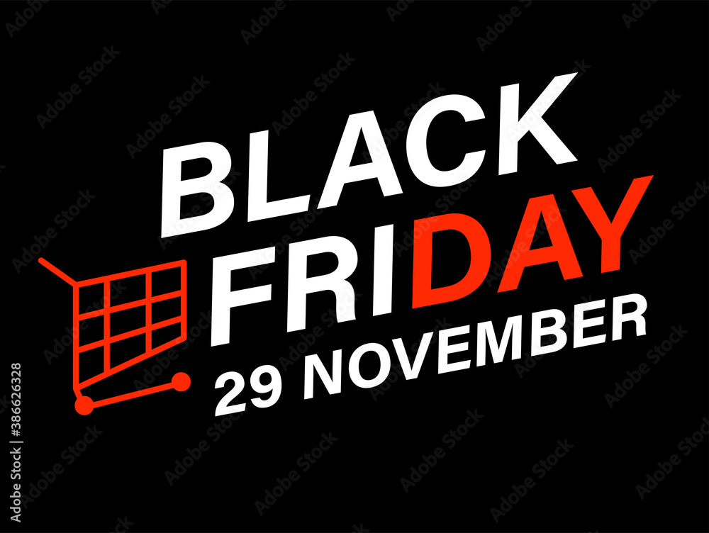 Black friday sale 29 november, banner with cart